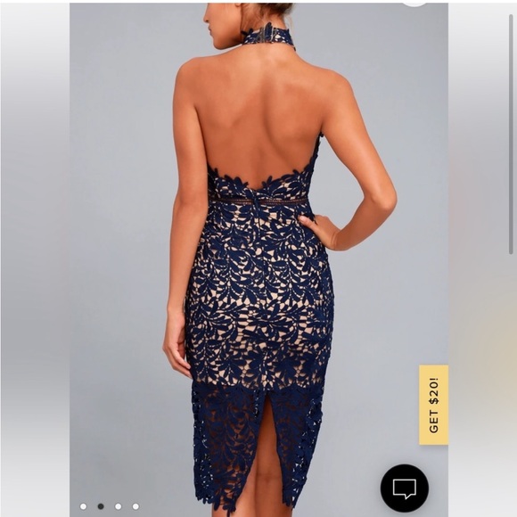 Lulus Divine Destiny Navy Blue Lace Midi Dress - Picture 2 of 8